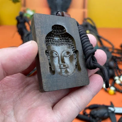 Woman Fashion Jewelry Accessories Natural Wood Buddha Pendant Sweater Necklace