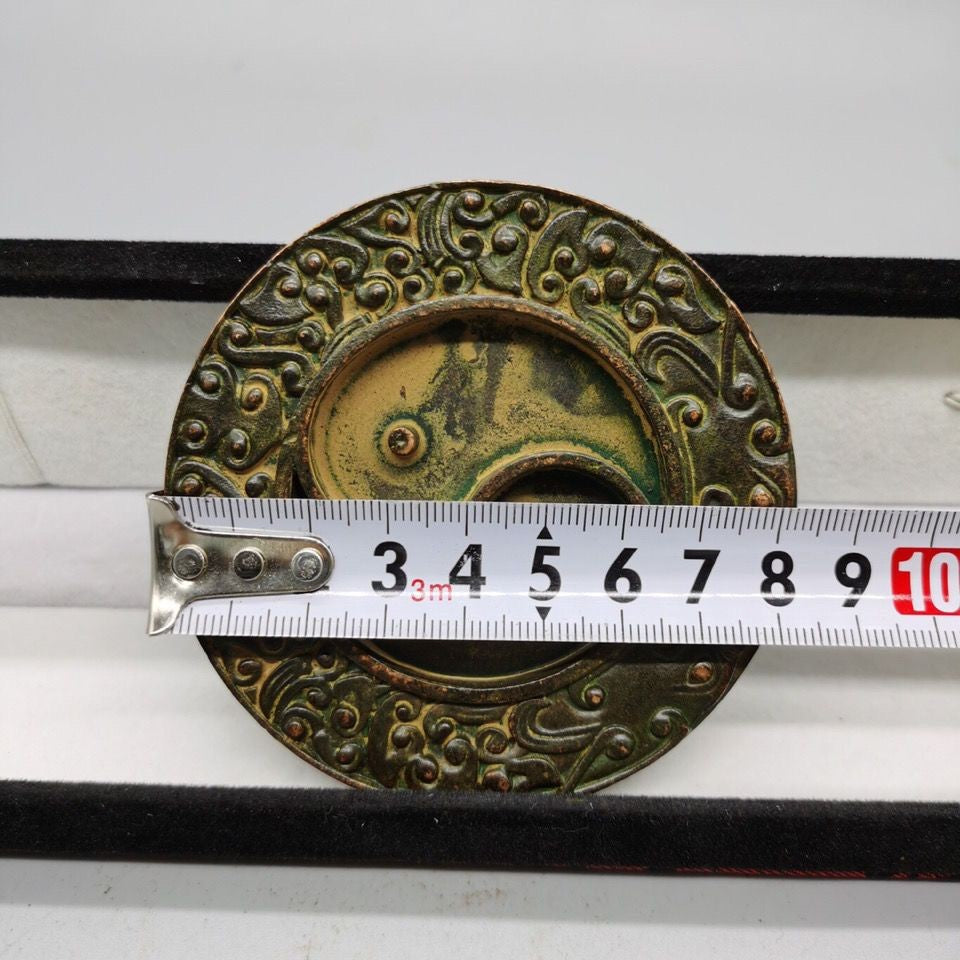 Pure Copper Bagua Inkstone Calligraphy Tool Study Desk Wenfang Ornament