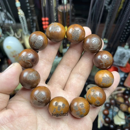 20mm Lightning Strike Wood Jujube Wood Bracelet Taoist Hand String Amulet Beads