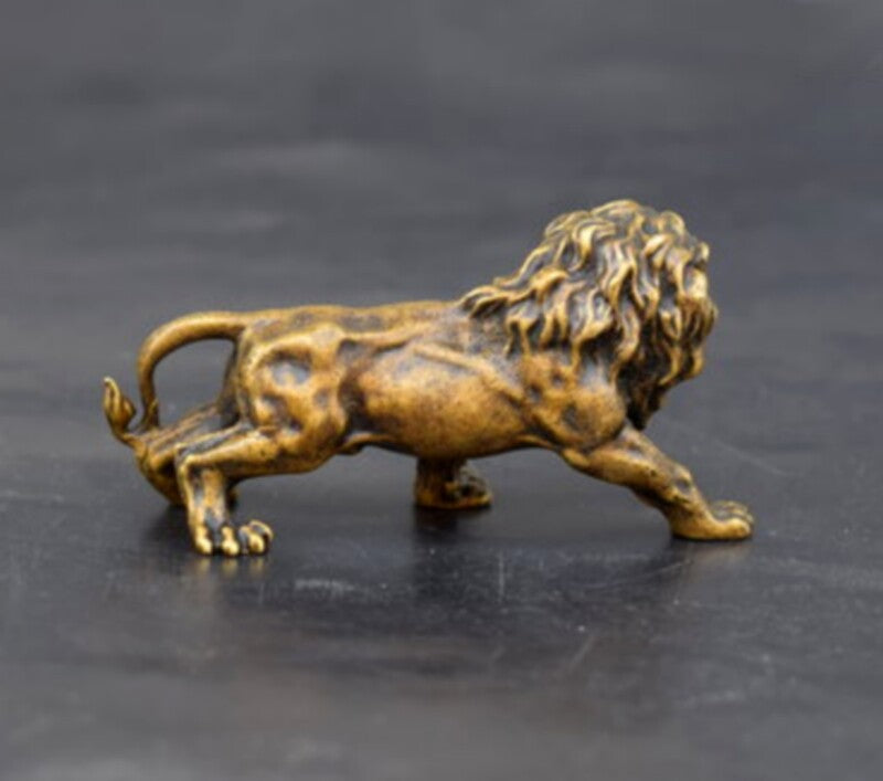 Brass Male Lion Statue Animal Decor