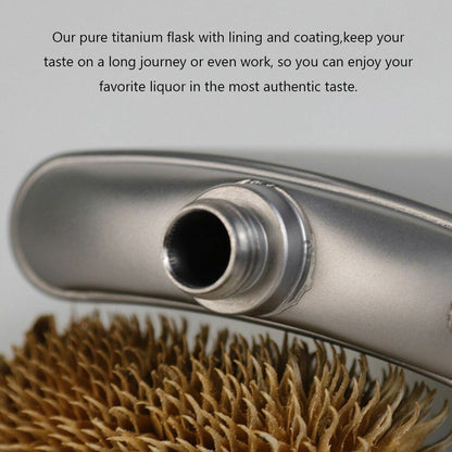 Titanium Flask 220/260ml Wine Hip Flagon Screw Cap Clip Funnel Ultralight Flat
