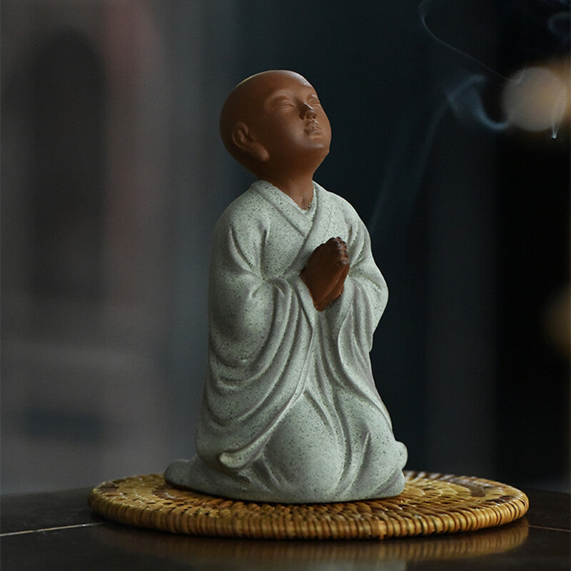 One Zisha Tea Pet Yixing Purple Clay Monk Statue Zen Style Creative Ornament New