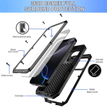 Heavy Duty Protection Armor Metal Case for iPhone 17e 17 16 Pro Max iPhone Air