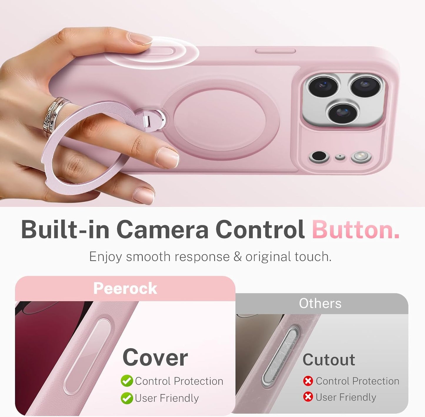 For Iphone 17 Pro Case: with 360° Spin Magnetic Stand, Camera Control Button, Fi