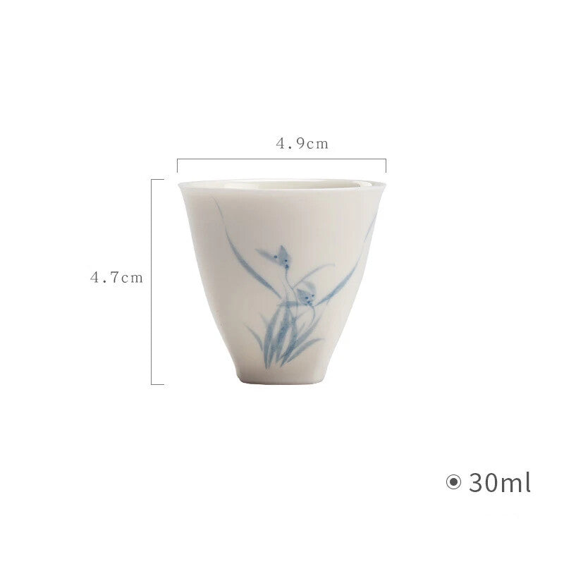 Jade Clay Orchid Single Cup Chinese Style Kungfu Tea Cup Hand-painted Tea Cup