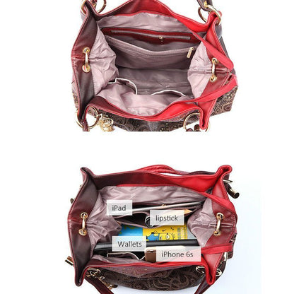 Hollow Out Ombre Handbags Floral Print Shoulder Bag Tassel Purse 35*10*29 CM 1PC