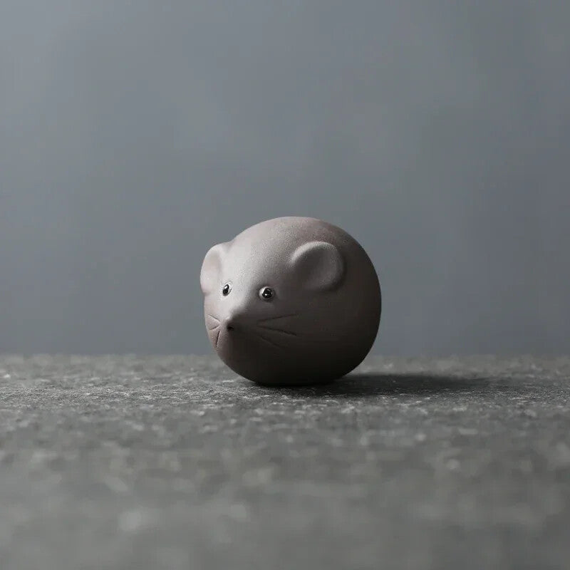 1PCS Purple Clay Tea Pet Small Mouse Statue Boutique Tea Figurine Ornament
