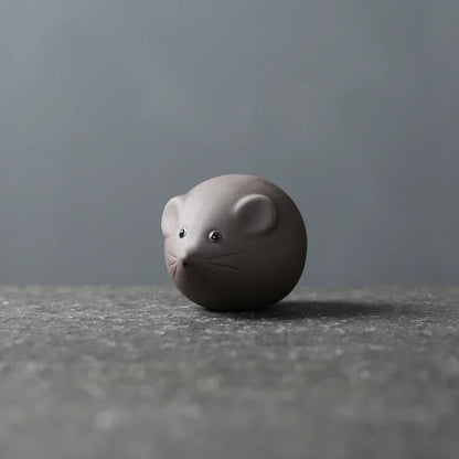 1PCS Purple Clay Tea Pet Small Mouse Statue Boutique Tea Figurine Ornament