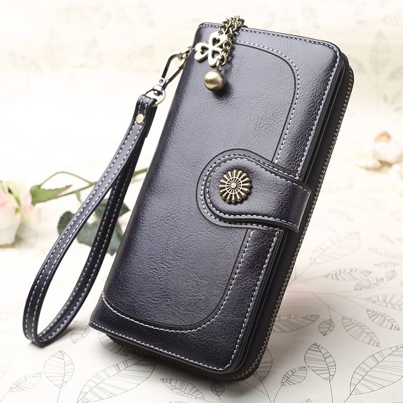 Vintage Purse Leather Classic Wallet Blue Brown Black Coin Purses Red Clutch Bag