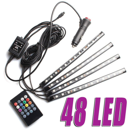48 LED RGB Lights Car Interior Accessories Floor Decor Atmosphere Strip Lamps US
