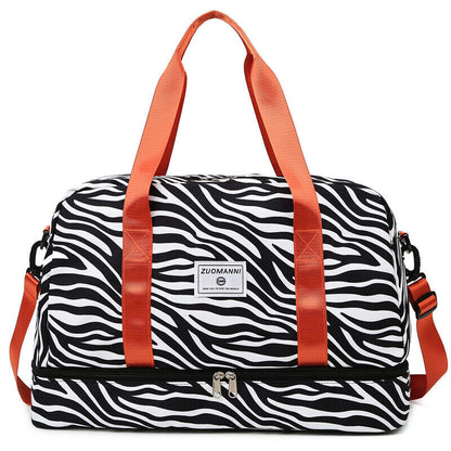 Travel Luggage Bag Women Leopard Waterproof Sport Gym Dry Wet Separation Handbag