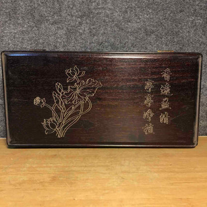 Chinese Natural Red Sandalwood Hand-carved Lotus Pattern Storage Box