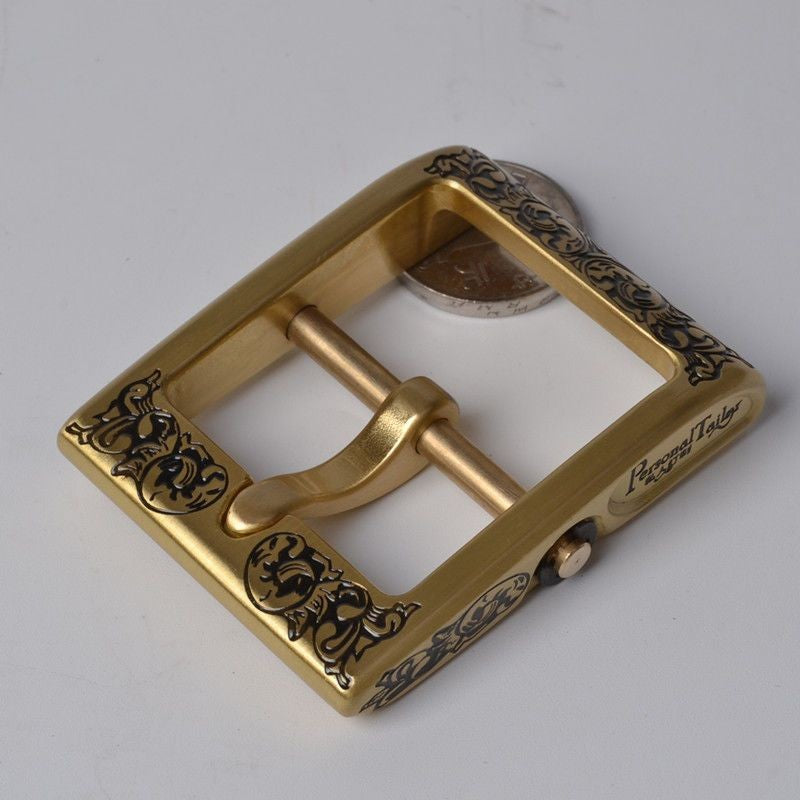 Vintage Brass Belt Buckle Engraved Pattern Men's Belt Buckle 40mm Inner