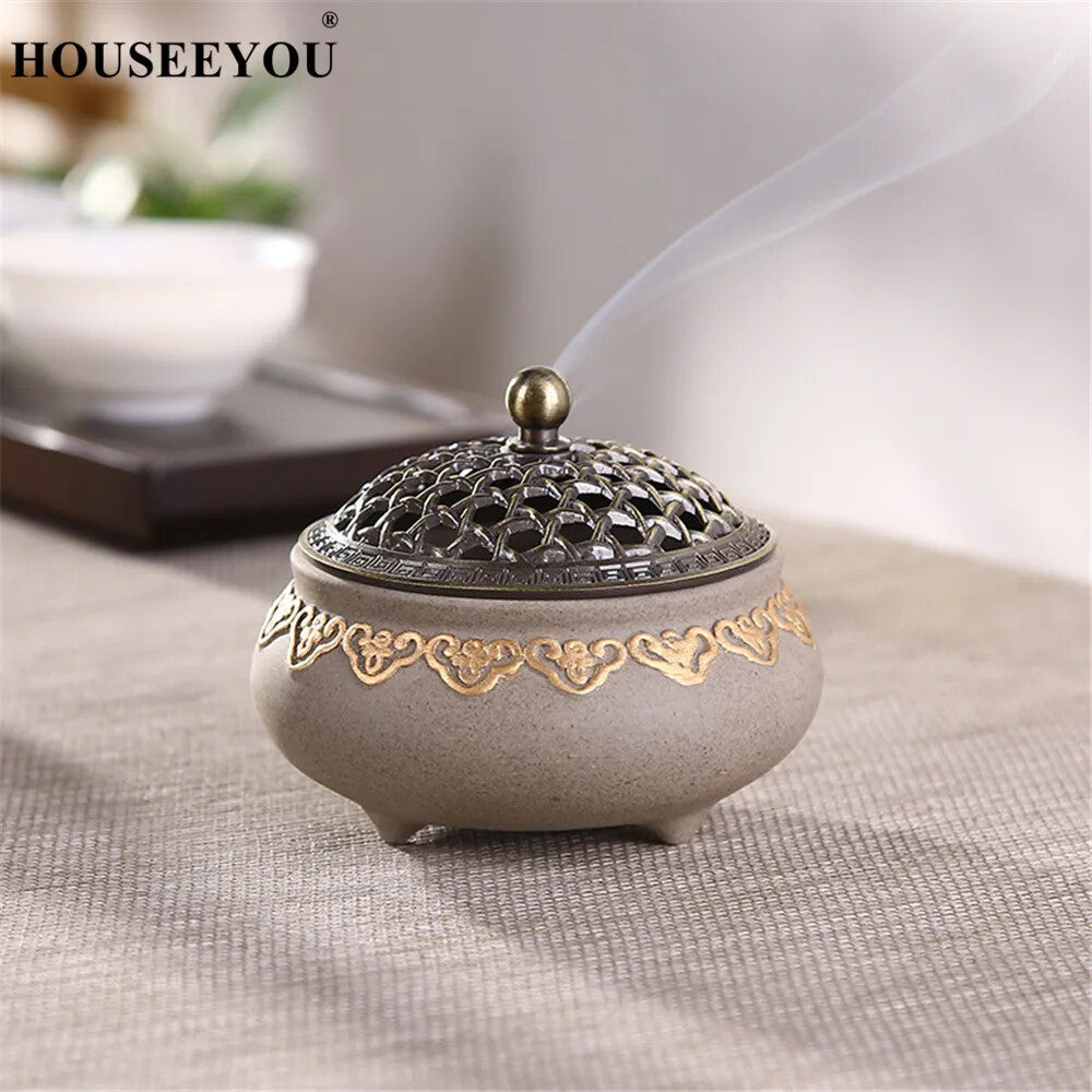 Ceramic Mosquito Repellent Incense Burner Coil Censer Decor Incense Holder