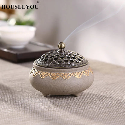 Ceramic Mosquito Repellent Incense Burner Coil Censer Decor Incense Holder
