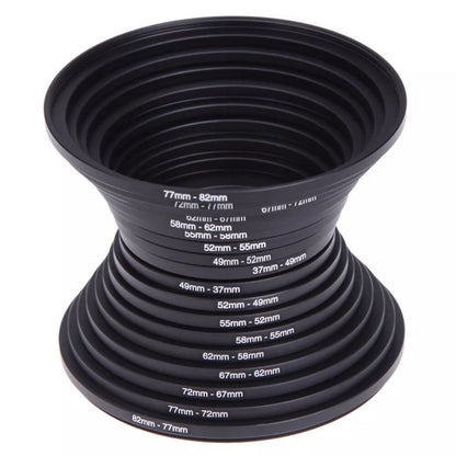 DSLR Camera Lens Filter Adapter Ring Aluminum Alloy 37-82mm 18pcs lightweight