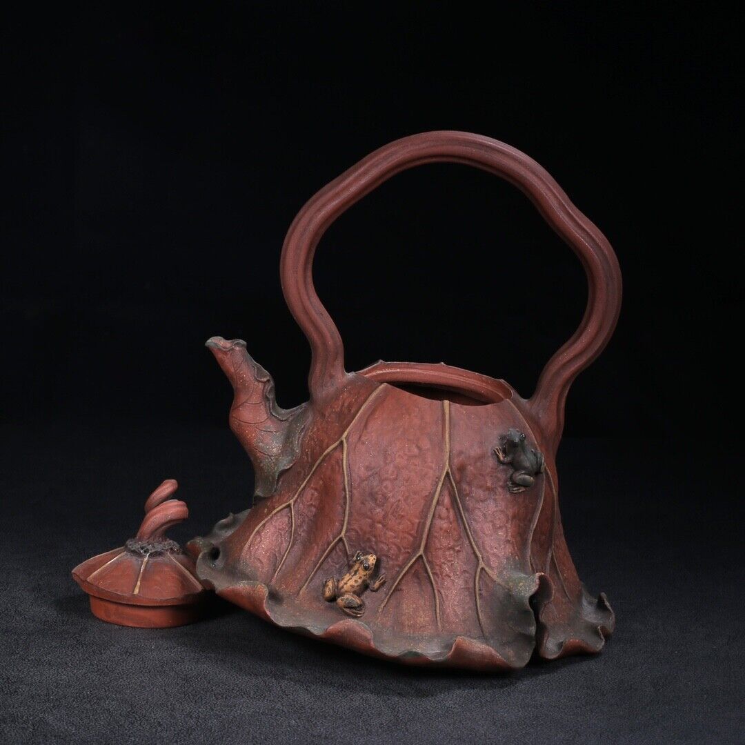 Chinese Yixing Zisha Clay Handmade Exquisite Teapot （荷叶 底款：汪寅仙）