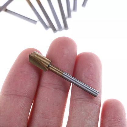 10Pcs 1/8" 3MM Titanium Hss Router Bits Trimmer Shank For Rotary Tool Portable