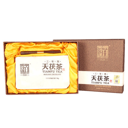 Anhua Dark Tea BaiShaxi 1939 Gold Flower Tea Brick 3 Years Aged Tian Fu Tea 1kg