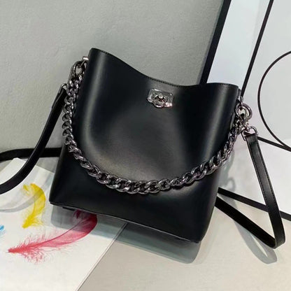 Shoulder Bag Bucket Metal Chain Handbag Leather Messenger 22*10*23 CM Polyester