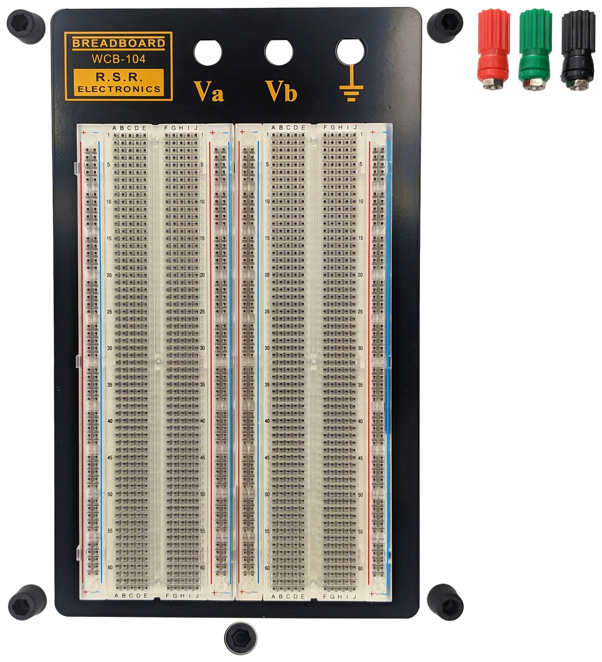 Solderless Clear Breadboard 1,660 Tie Points, 3 Binding Posts, Metal Backplate