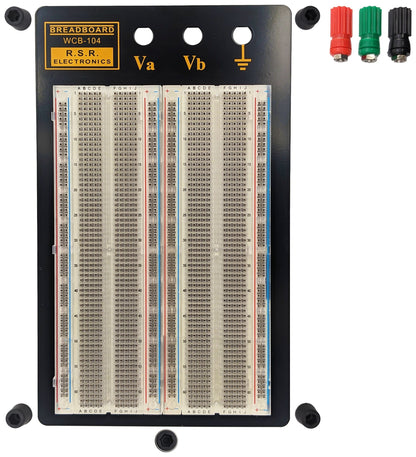Solderless Clear Breadboard 1,660 Tie Points, 3 Binding Posts, Metal Backplate
