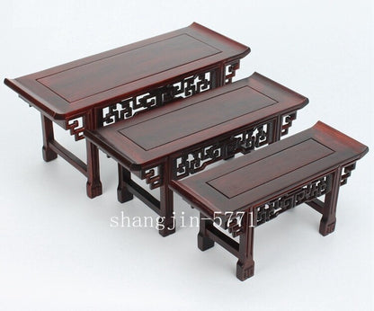 Chinese Rosewood Miniature Shelf Stand Pot Bonsai Statue Table Display Rack Base