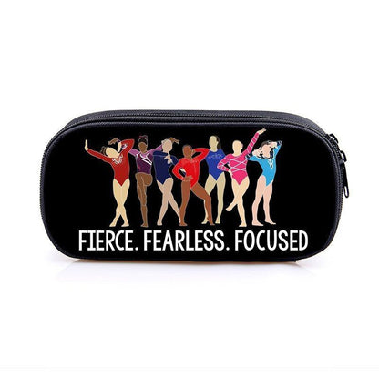 Elegant Gymnastic Art Print Cosmetic Bag Women Pencil Case Stationary Bag Canvas