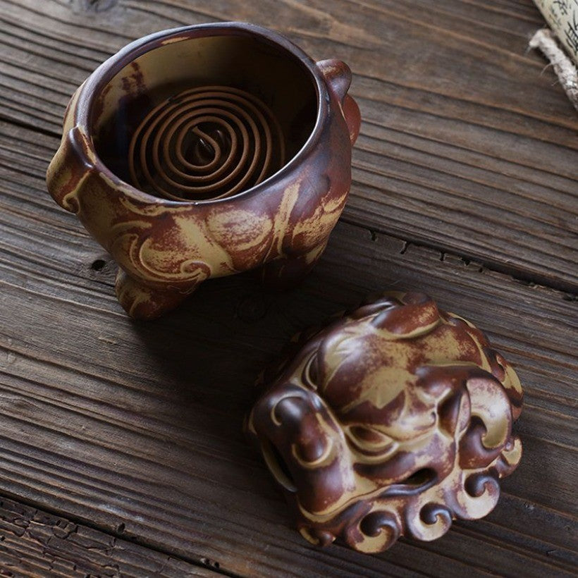 Chinese Suanni Ceramic Incense Burner Tea Table Ornament for Agarwood Sandalwood
