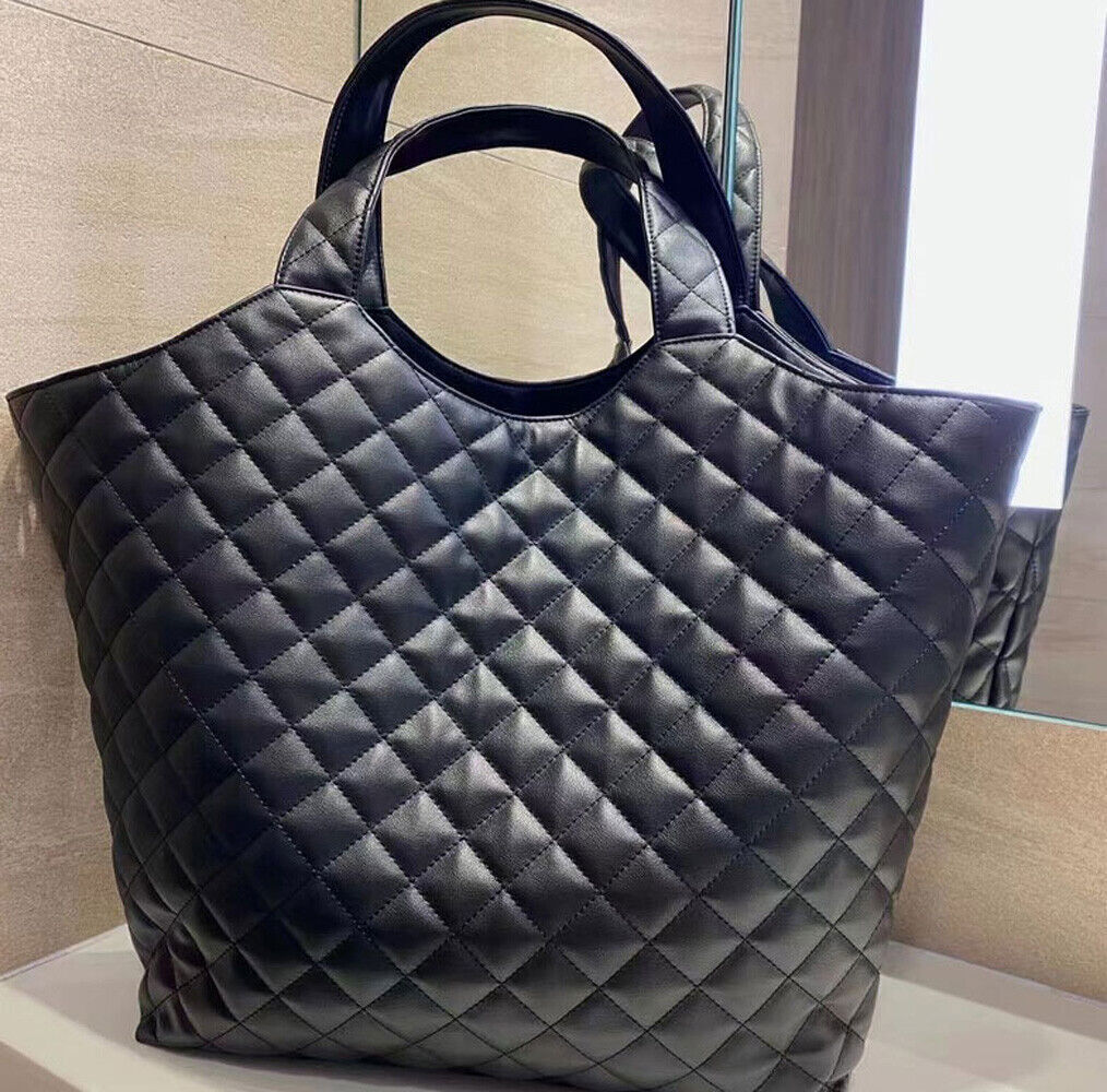 Women's Purse Handbag Genuine Leather Quilted Maxi Shopper Icare Large Tote Bag