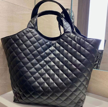 Women's Purse Handbag Genuine Leather Quilted Maxi Shopper Icare Large Tote Bag