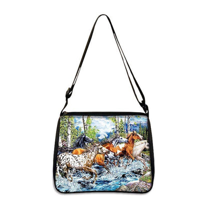 Horse Print Handbag Canvas Shoulder Bag Messenger Bags Travel Crossbody Nylon
