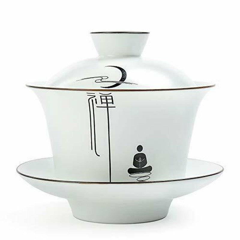 175Ml Ceramic Handpainted Tea Cup Gaiwan Zen Kung Fu Tea Set Tureen Bowl Decor