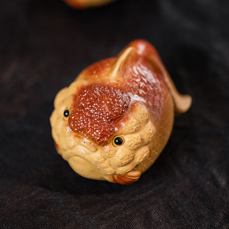 Creative Tea Pet Handmade Arowana Carved Tea Play Yixing Zisha Duan Clay “鸿运当头”
