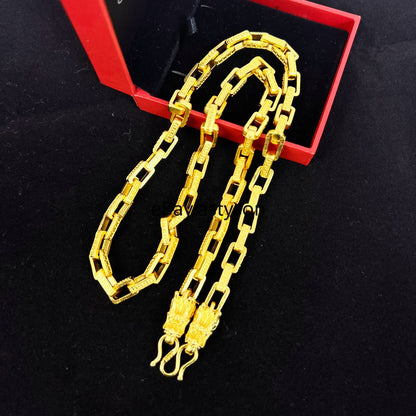 New Double Dragon 24K Gilding YELLOW GOLD GP necklace 24”