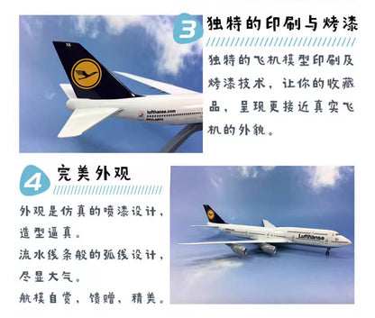 38CM 1:200 Risesoon Lufthansa BOEING 747-8 Airplane ABS Plastic Aircraft Model