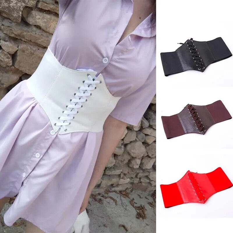 Women Corset Belt PU Leather Fashion Slimming Cummerbund Gothic Waistband Girdle