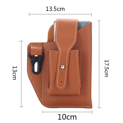 Men's Retro PU Leather Waist Bag Outdoor Belt Hanging Mobile Phone Key Bag Case