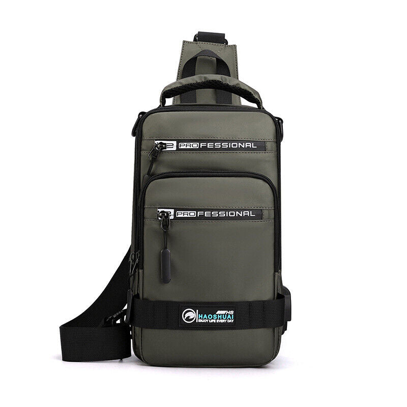 Fashion Nylon Backpack Men Cross body Chest Bags with USB Charging Port Rucksack