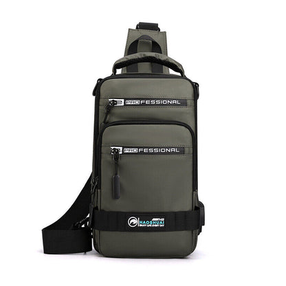 Fashion Nylon Backpack Men Cross body Chest Bags with USB Charging Port Rucksack