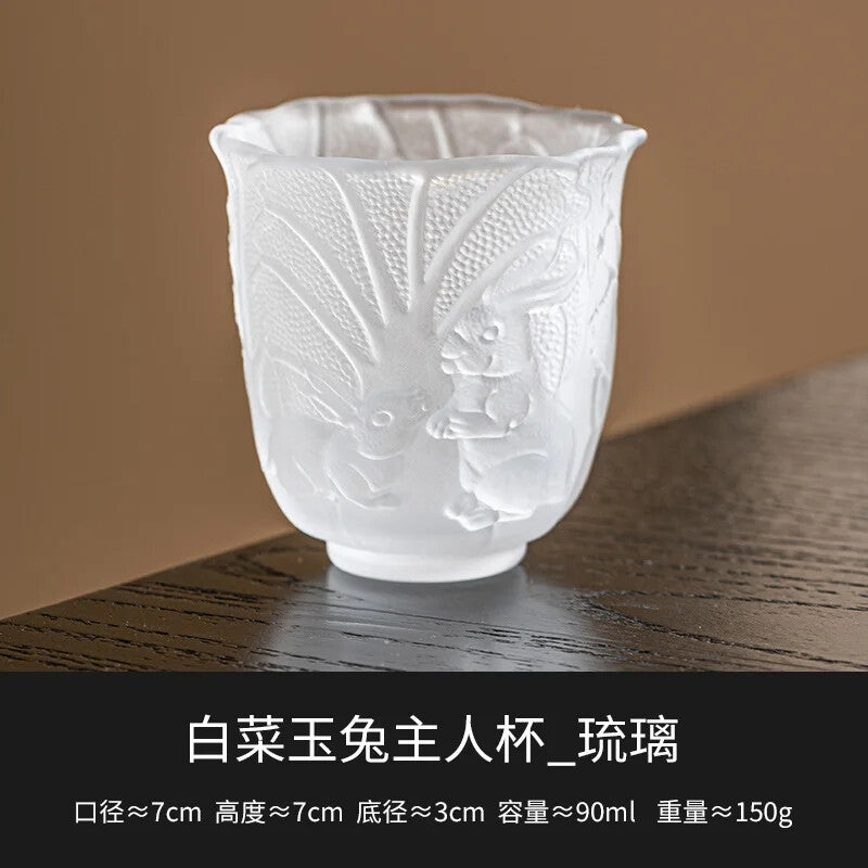 Cute Glass Rabbit Tea Cup Ladies High Grade Tea Cup Embossed Glaze Tea Set