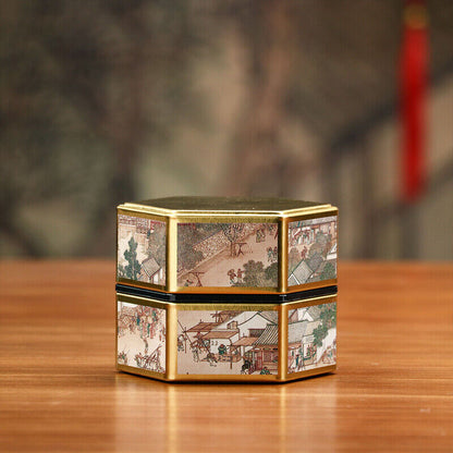 Chinese Vintage Floral Tea Tin Canister Jar Tinplate Tea Sealed Portable Tea Box