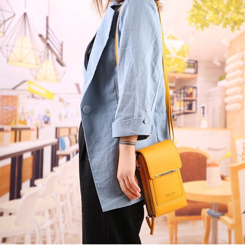 Solid Color Leather Crossbody Bag Shoulder Bag Mini Phone Purse Flap Handbag 1PC