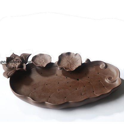 Reservoir Tea Plate For Pot Cup Yixing Zisha Purple Clay Tea Tray Lotus Tea Pet