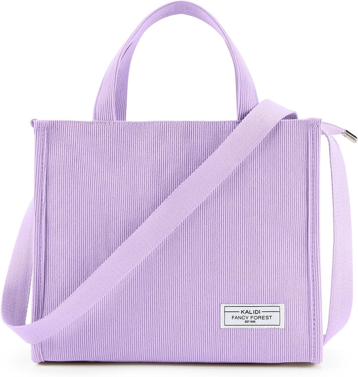 KALIDI Tote Bag for Women Corduroy Crossbody Bag Casual Zipper Tote Fashion Shou