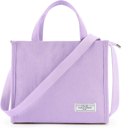 KALIDI Tote Bag for Women Corduroy Crossbody Bag Casual Zipper Tote Fashion Shou