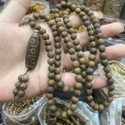 Natural Wood 108 Round Prayer Bead Men Woman Buddha Blessing Necklace Meditation