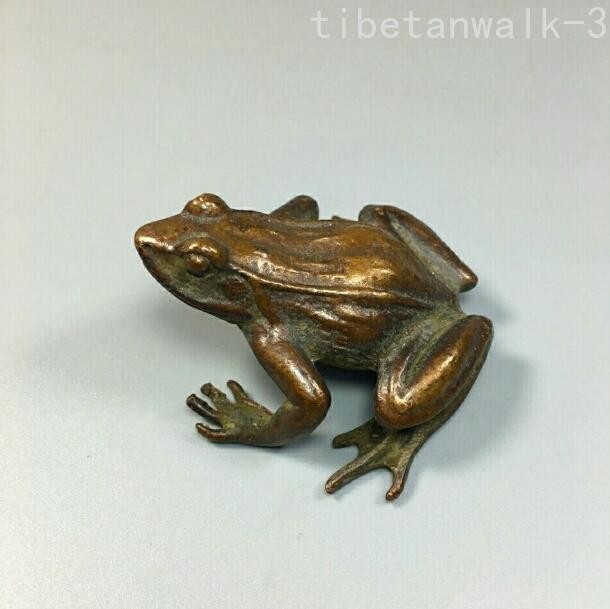 Chinese Collection Solid Copper Frog Ornaments Tea Pet Craft Collection