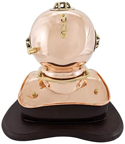 8 in. Solid Copper & Brass Miniature Replica 1941 US Navy Mark IV Diving Helmet