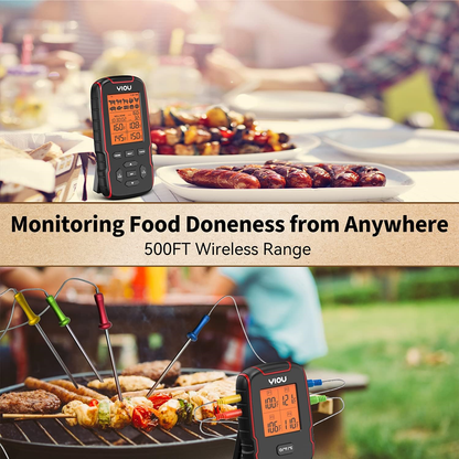 Wireless Meat Thermometer For Cooking Digital Meat Thermometer With 4 Probes 500